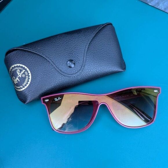Ray-ban Blaze Wayfarer Dark Red Polished Bordeaux Sunglasses. RB4440NF - Picture 2 of 7